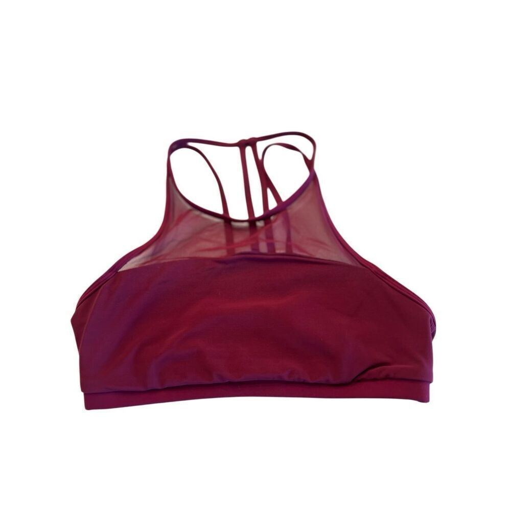 Lululemon Women's Get Set Mesh Strappy Back Gym Yoga Sports Bra Deep Luxe Size 4